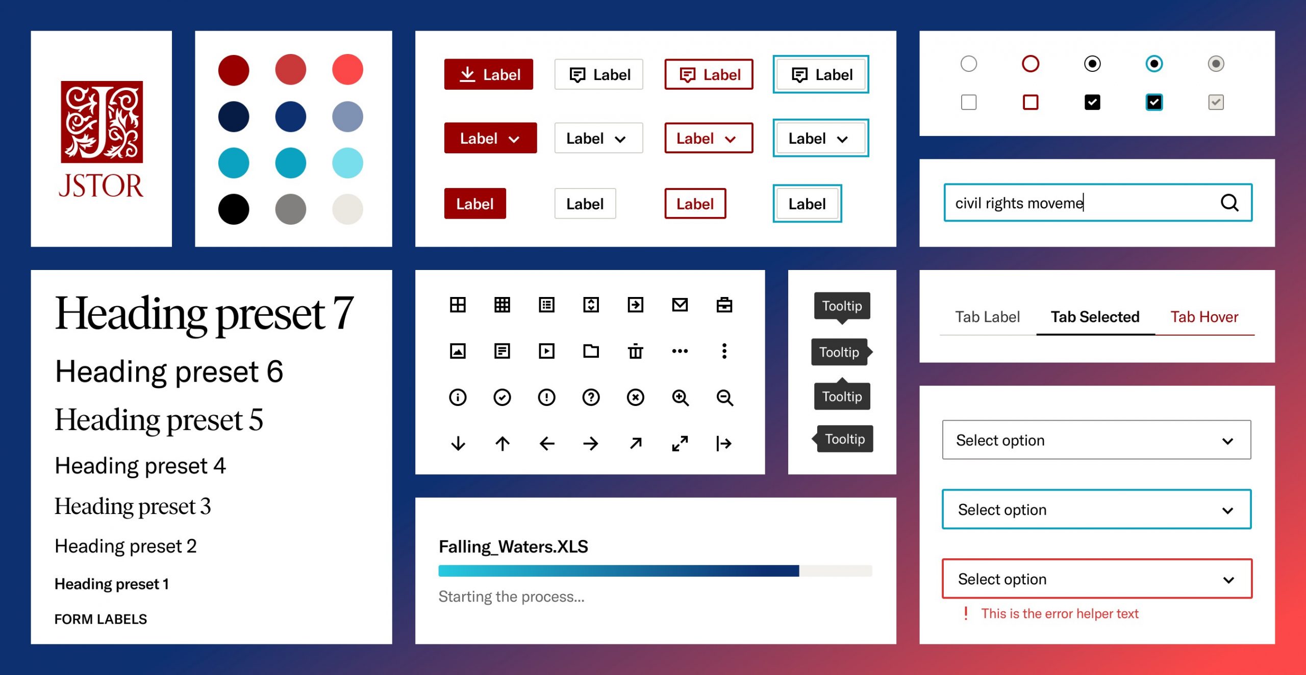 Selection from the Pharos design system interface